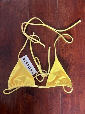 NWT Loleia Retro String Bikini Top in Canarias Yellow Size XS